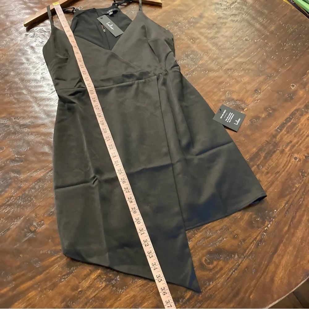 NWT Lulus Black Dress Satin Short Mini What a Stunner Size M Medium - Picture 8 of 11